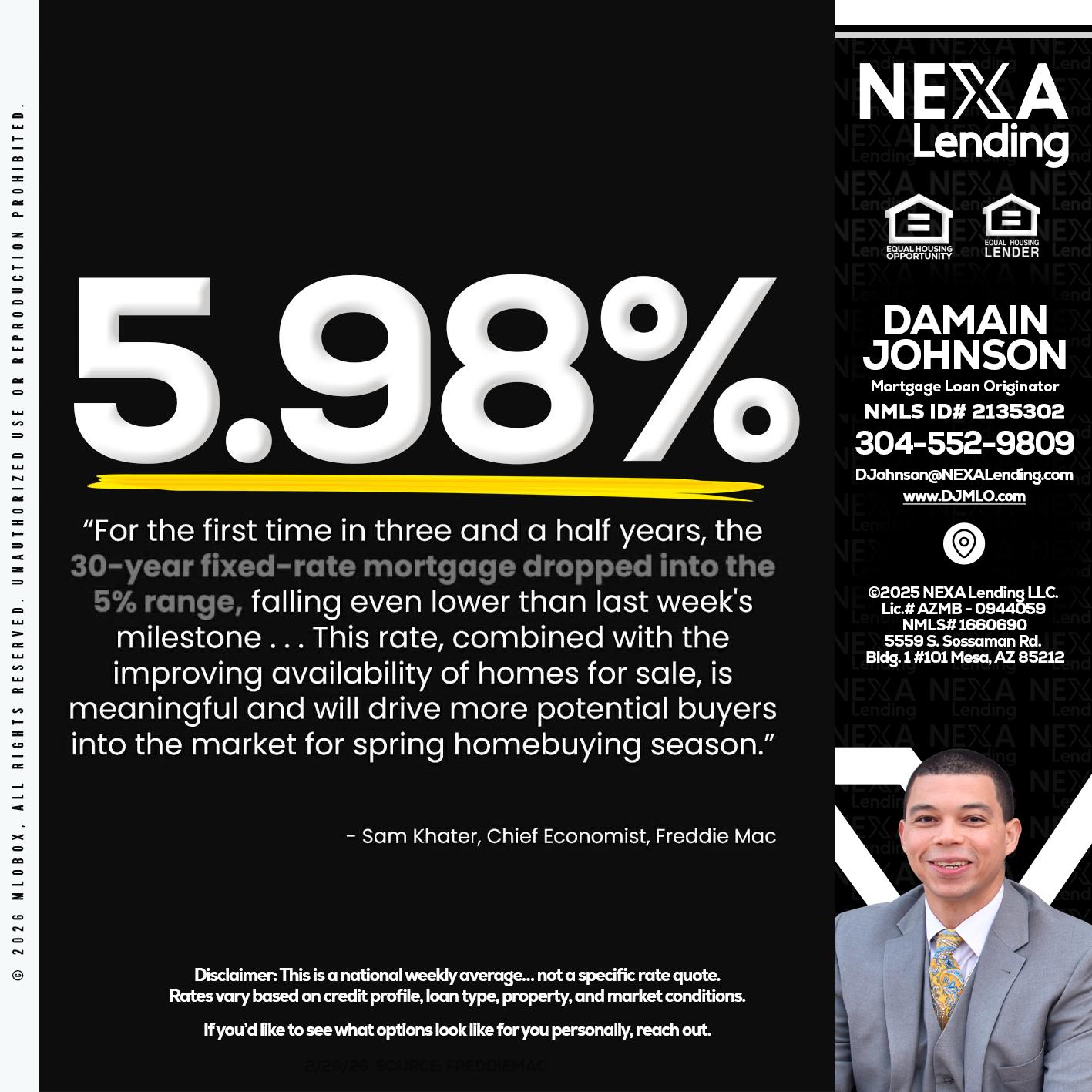 5.98% - Damain Johnson -Mortgage Loan Originator