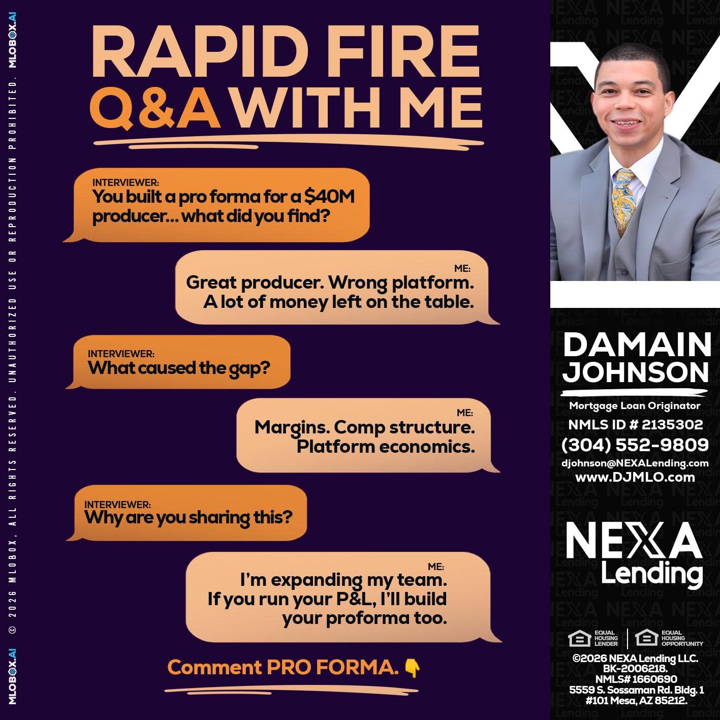 RAPID FIRE - Damain Johnson -Mortgage Loan Originator