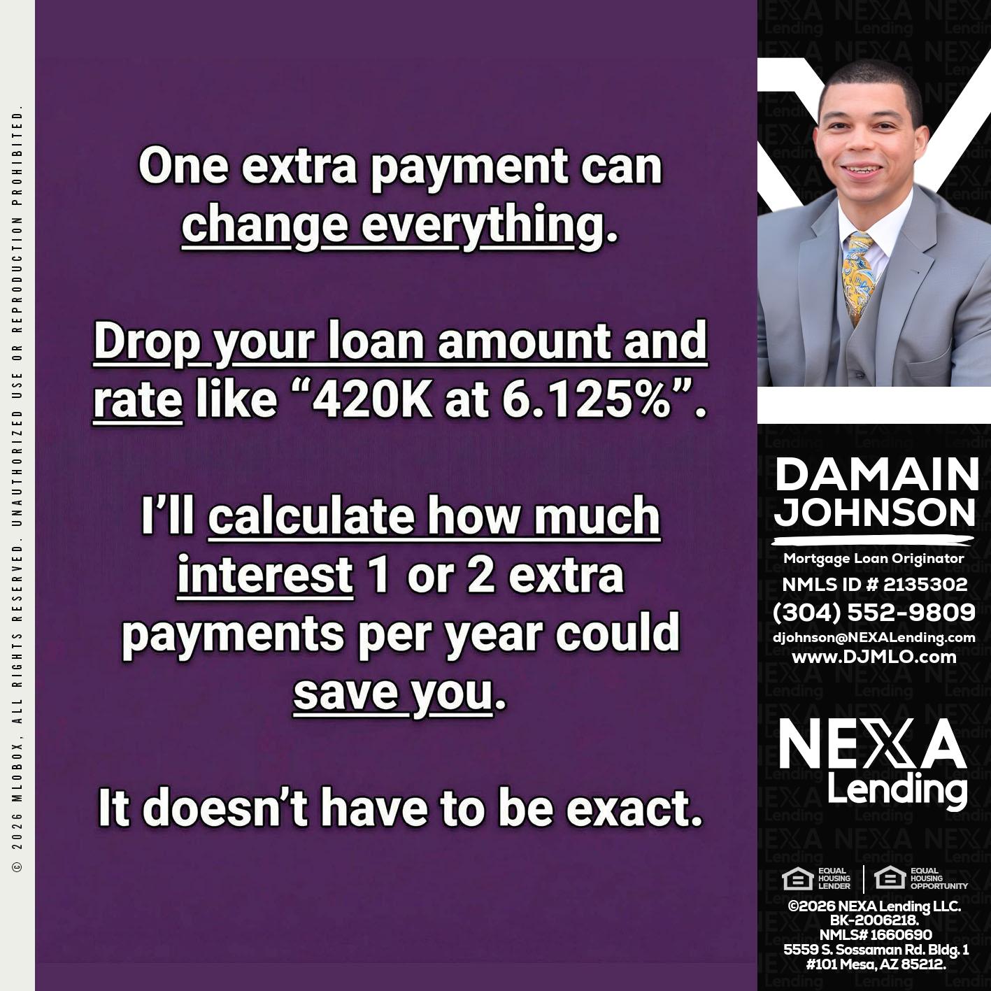 ONE EXTRA - Damain Johnson -Mortgage Loan Originator