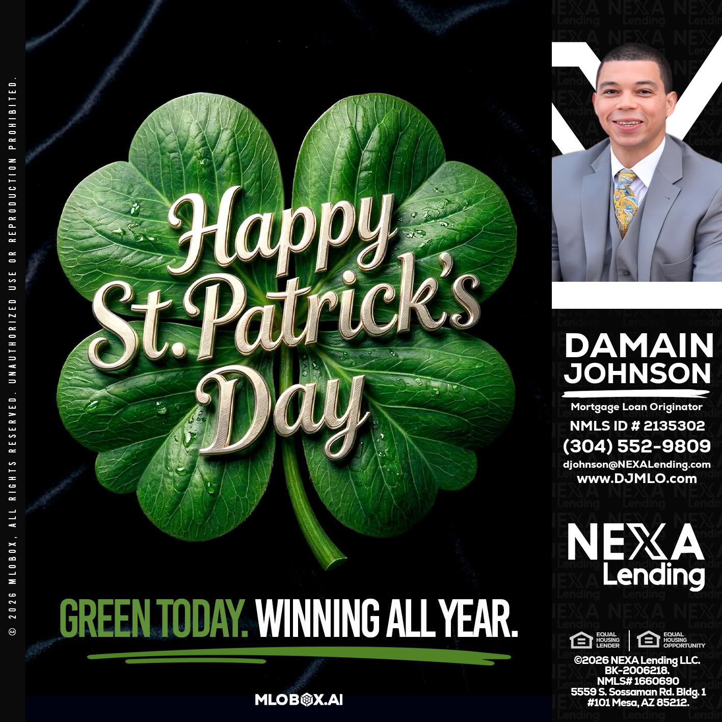 happy st. Patricks day - Damain Johnson -Mortgage Loan Originator