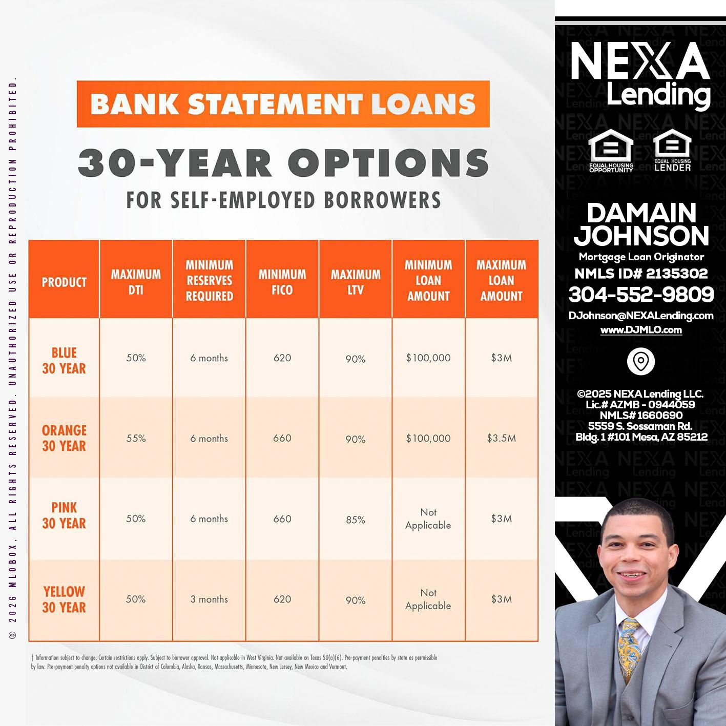 30 YEARS OPTIONS - Damain Johnson -Mortgage Loan Originator